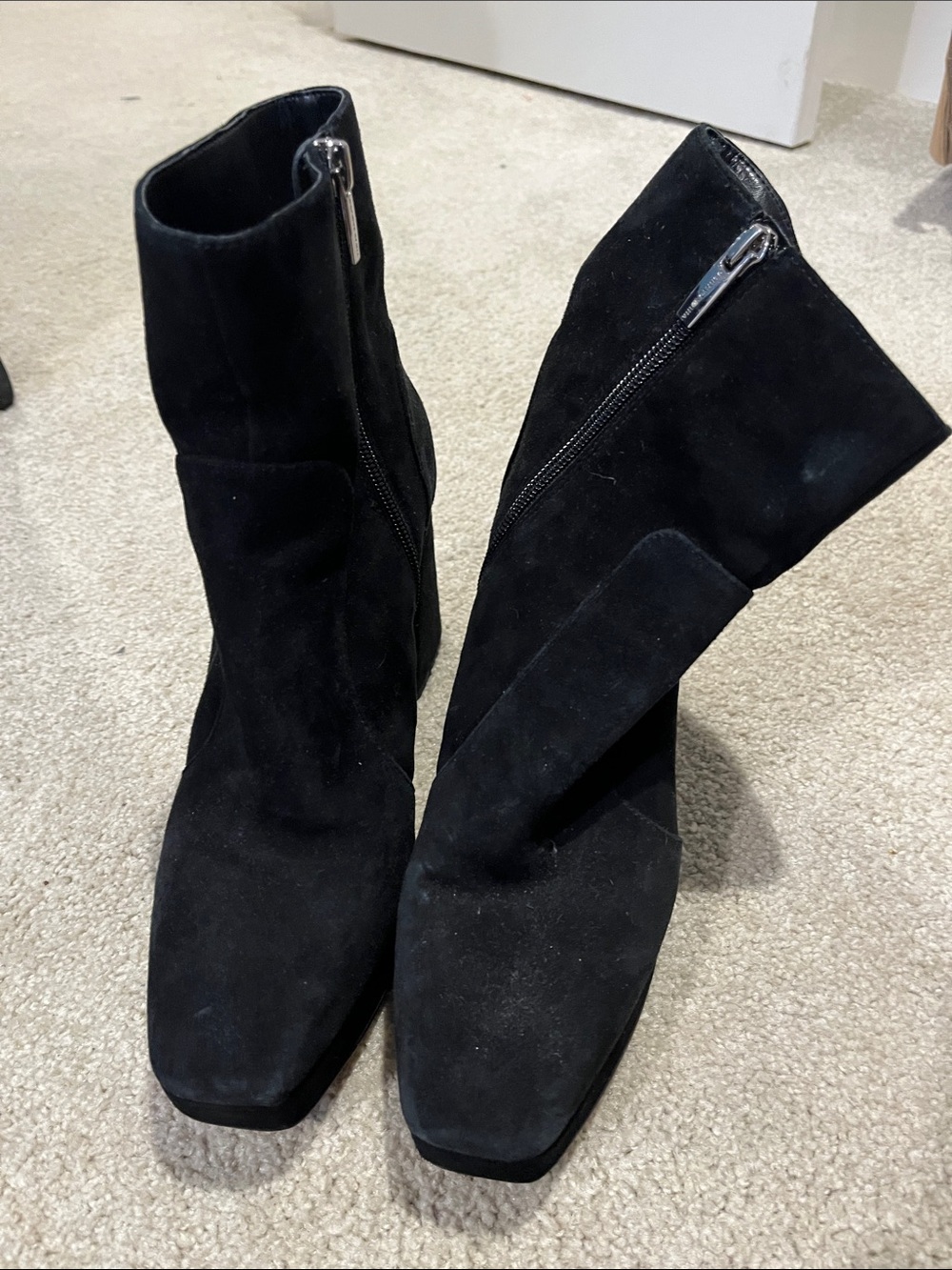 Vince Camuto Black Suede Ankle Booties with Side Zipper